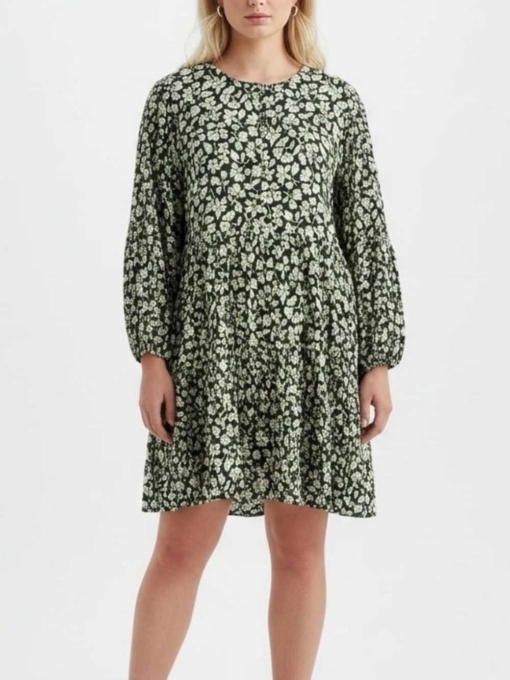 Old Navy Green Floral Long Sleeve Dress